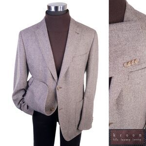 Kroon Blazer Sport Coat Sz 42R Tweed Beige Wool Two Button Jacket EUC